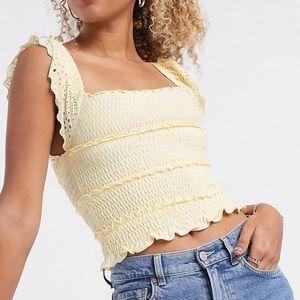 Topshop Shirred Frill Sleeve Top